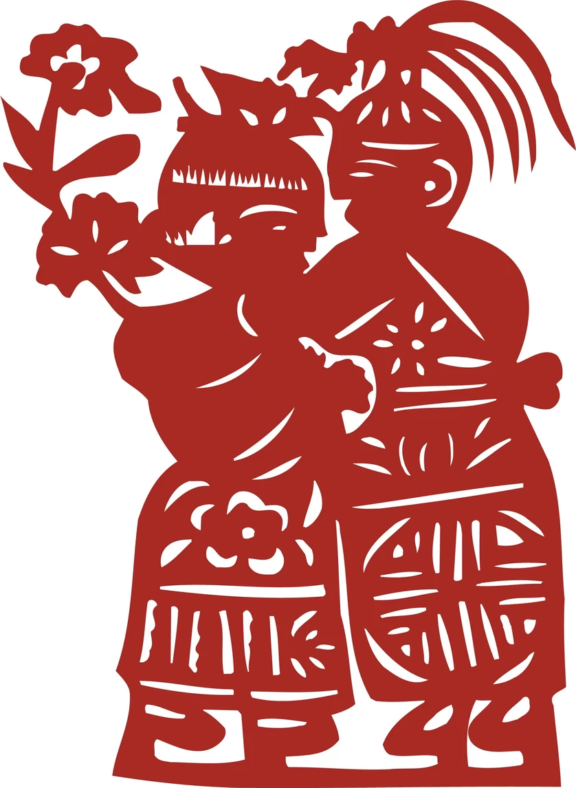 中国风中式传统喜庆民俗人物动物窗花剪纸插画边框AI矢量PNG素材【2339】